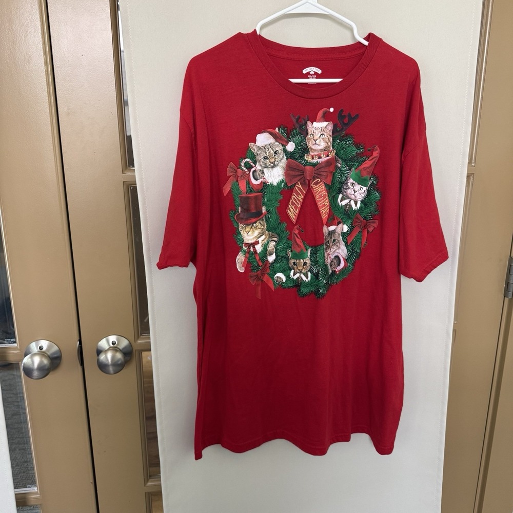 Holiday Time Unisex 2XL Meows Christmas Cats Short Sleeve T-Shirt Tee